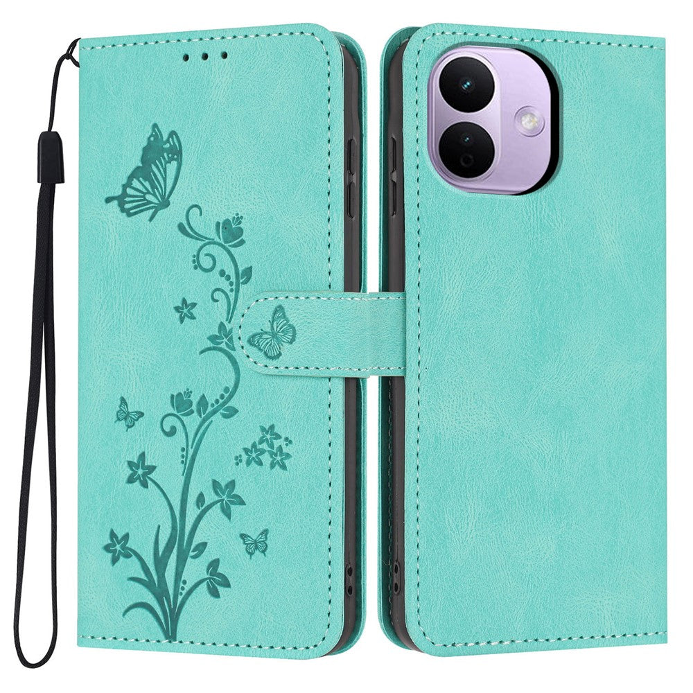Xiaomi Redmi Note 17 Pro 5G Plånboksfodral Fjärilsblomma Avtryck PU-läder mobilskal med Handledsrem