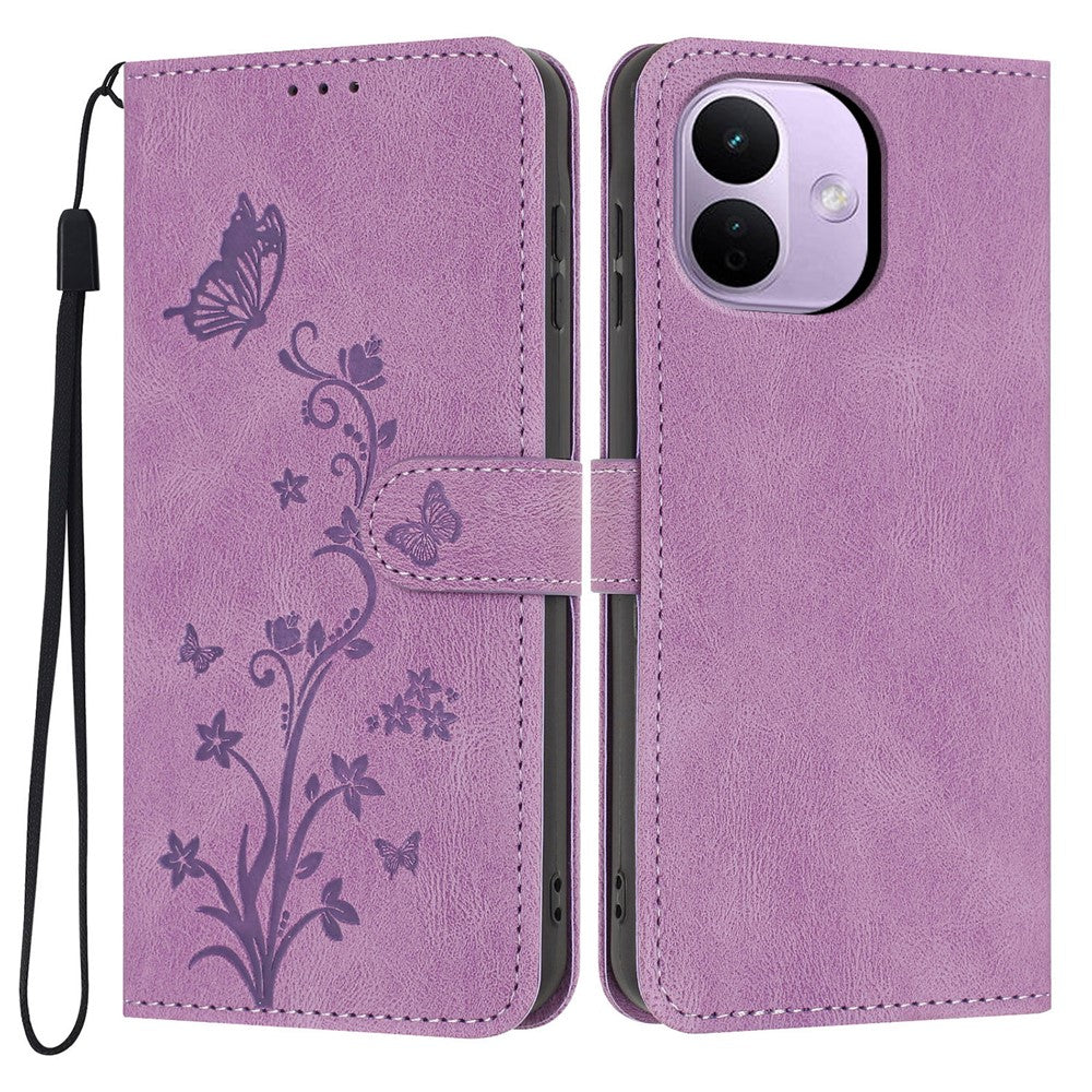 Xiaomi Redmi Note 17 Pro 5G Plånboksfodral Fjärilsblomma Avtryck PU-läder mobilskal med Handledsrem