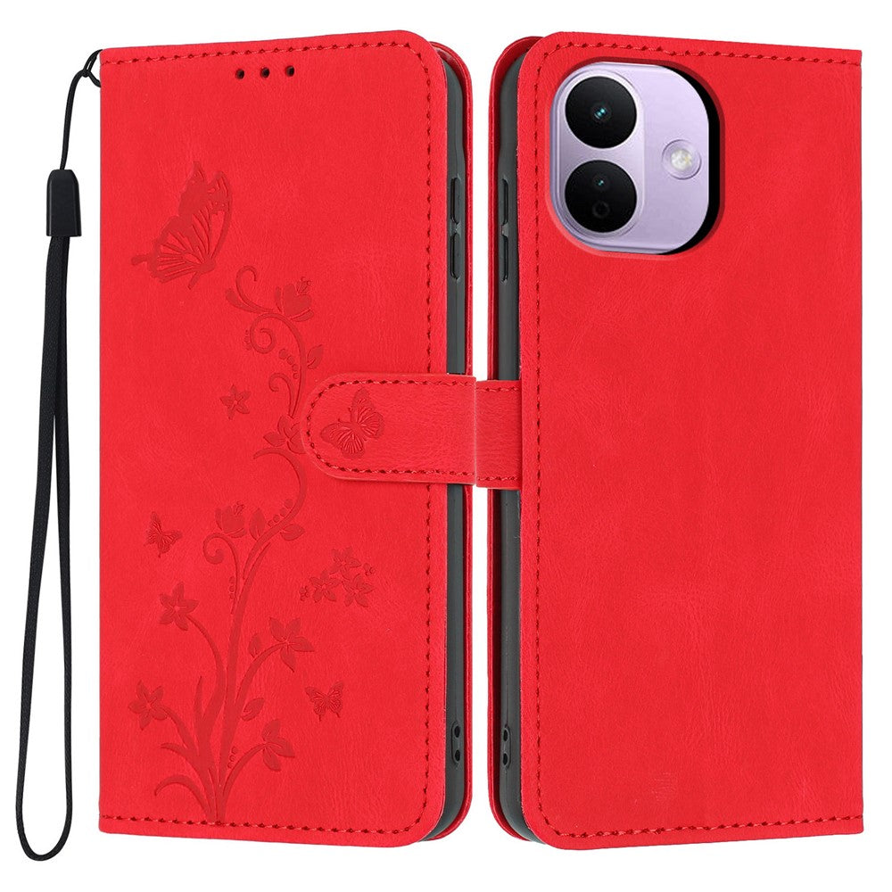Xiaomi Redmi Note 17 Pro 5G Plånboksfodral Fjärilsblomma Avtryck PU-läder mobilskal med Handledsrem