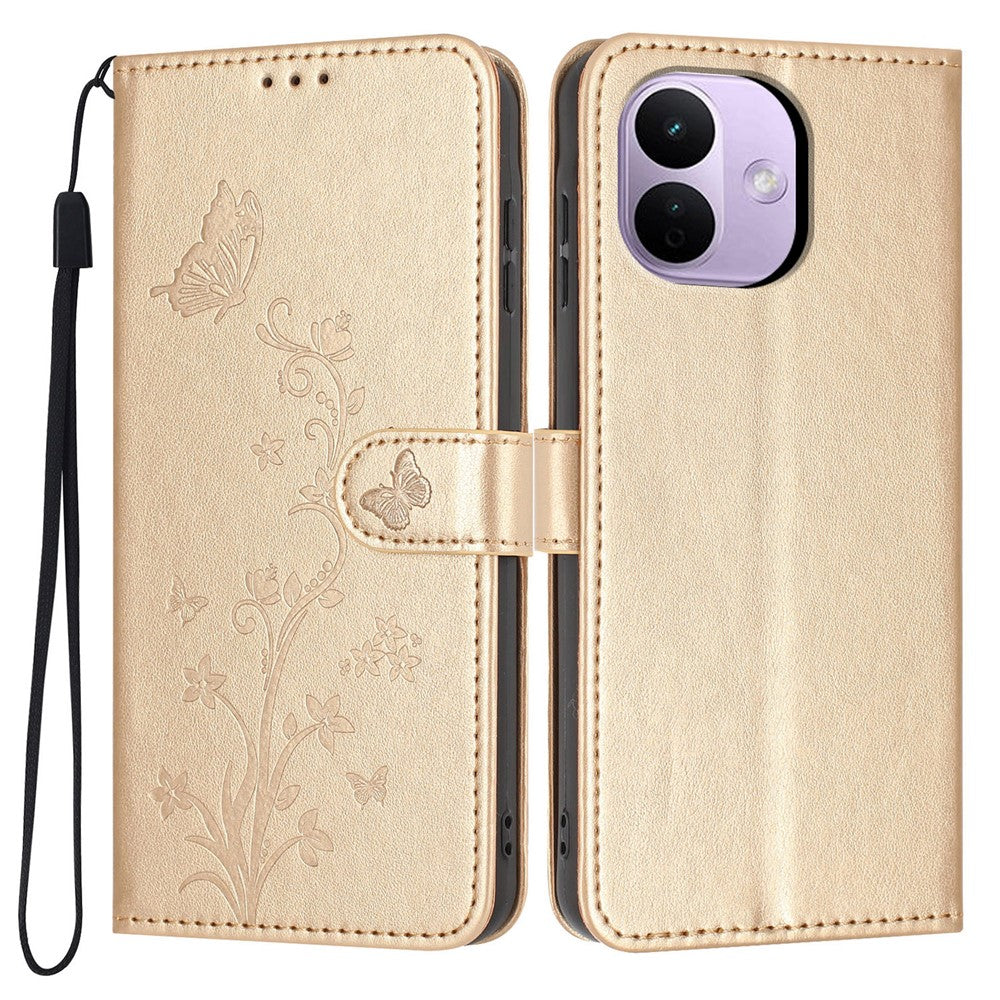 Xiaomi Redmi Note 17 Pro 5G Plånboksfodral Fjärilsblomma Avtryck PU-läder mobilskal med Handledsrem