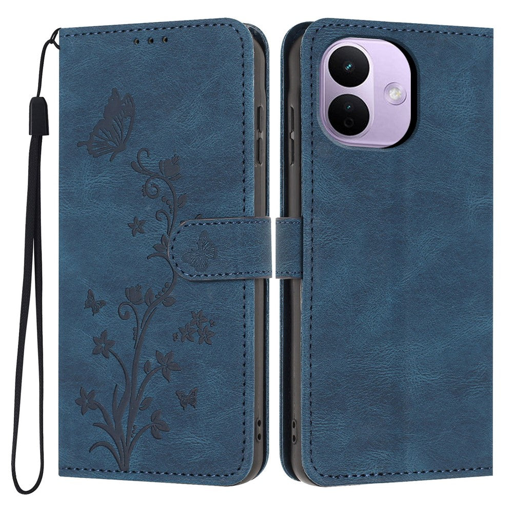 Xiaomi Redmi Note 17 Pro 5G Plånboksfodral Fjärilsblomma Avtryck PU-läder mobilskal med Handledsrem