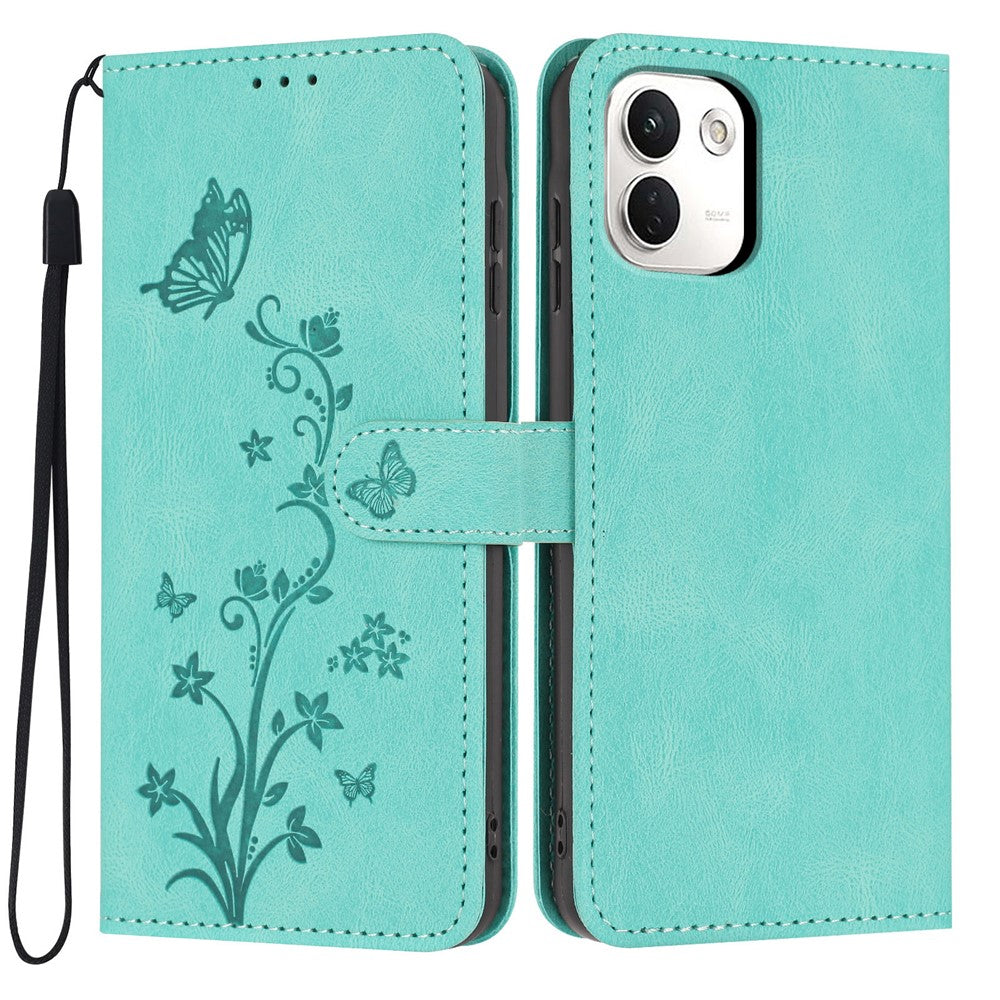 Plånboksfodral för Xiaomi Redmi Note 17 Pro+ 5G / 17 Pro Max 5G Fjärilsblommatryck PU-lädermobilskal med handledsrem