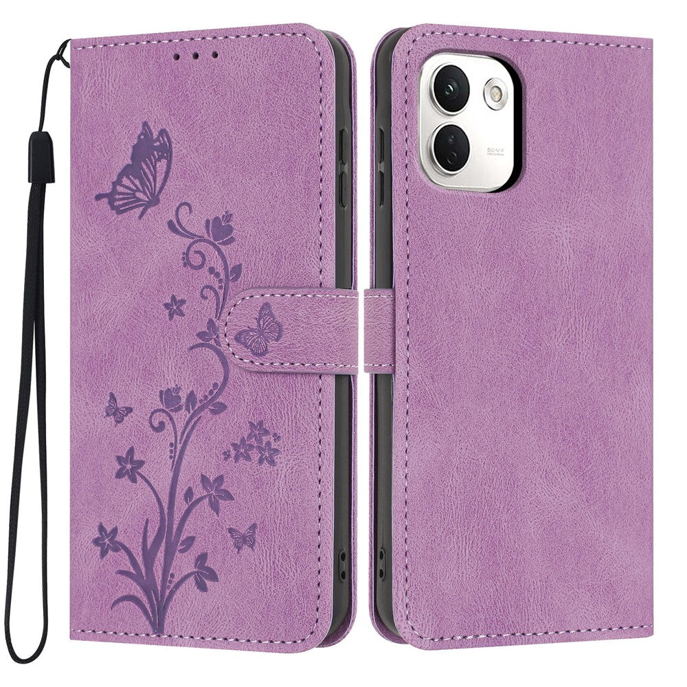 Plånboksfodral för Xiaomi Redmi Note 17 Pro+ 5G / 17 Pro Max 5G Fjärilsblommatryck PU-lädermobilskal med handledsrem