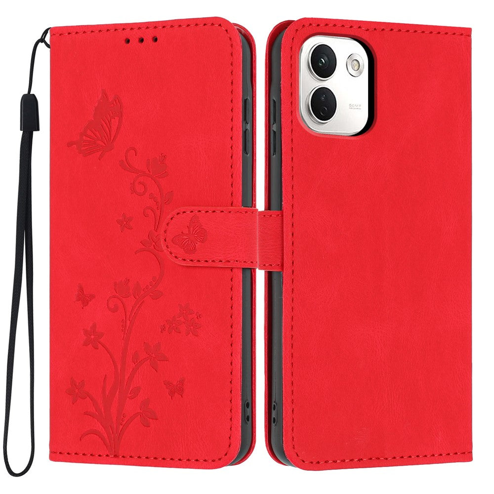 Plånboksfodral för Xiaomi Redmi Note 17 Pro+ 5G / 17 Pro Max 5G Fjärilsblommatryck PU-lädermobilskal med handledsrem