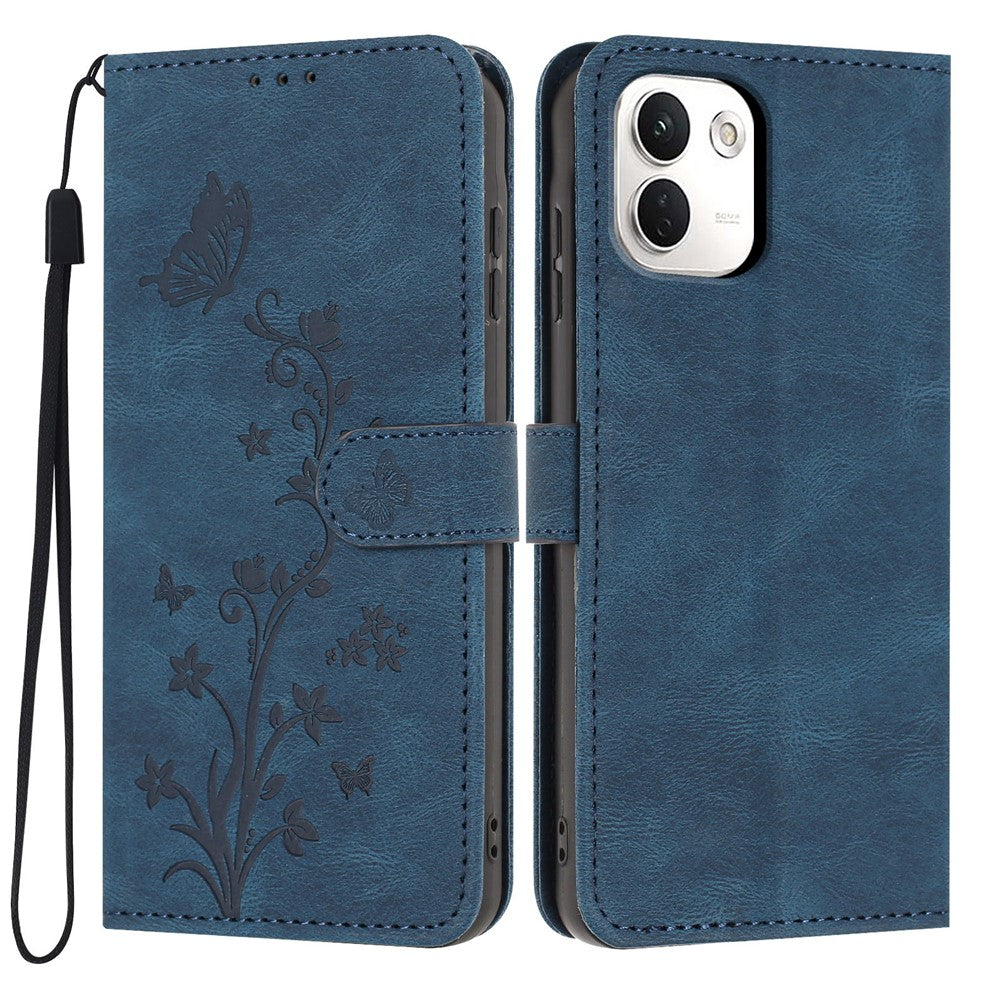 Plånboksfodral för Xiaomi Redmi Note 17 Pro+ 5G / 17 Pro Max 5G Fjärilsblommatryck PU-lädermobilskal med handledsrem