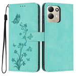 Wallet Case for Xiaomi Redmi 17 4G  /  17 5G Butterfly Flower Imprint PU Leather Phone Cover with Wrist Strap