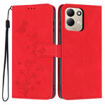 Wallet Case for Xiaomi Redmi 17 4G  /  17 5G Butterfly Flower Imprint PU Leather Phone Cover with Wrist Strap