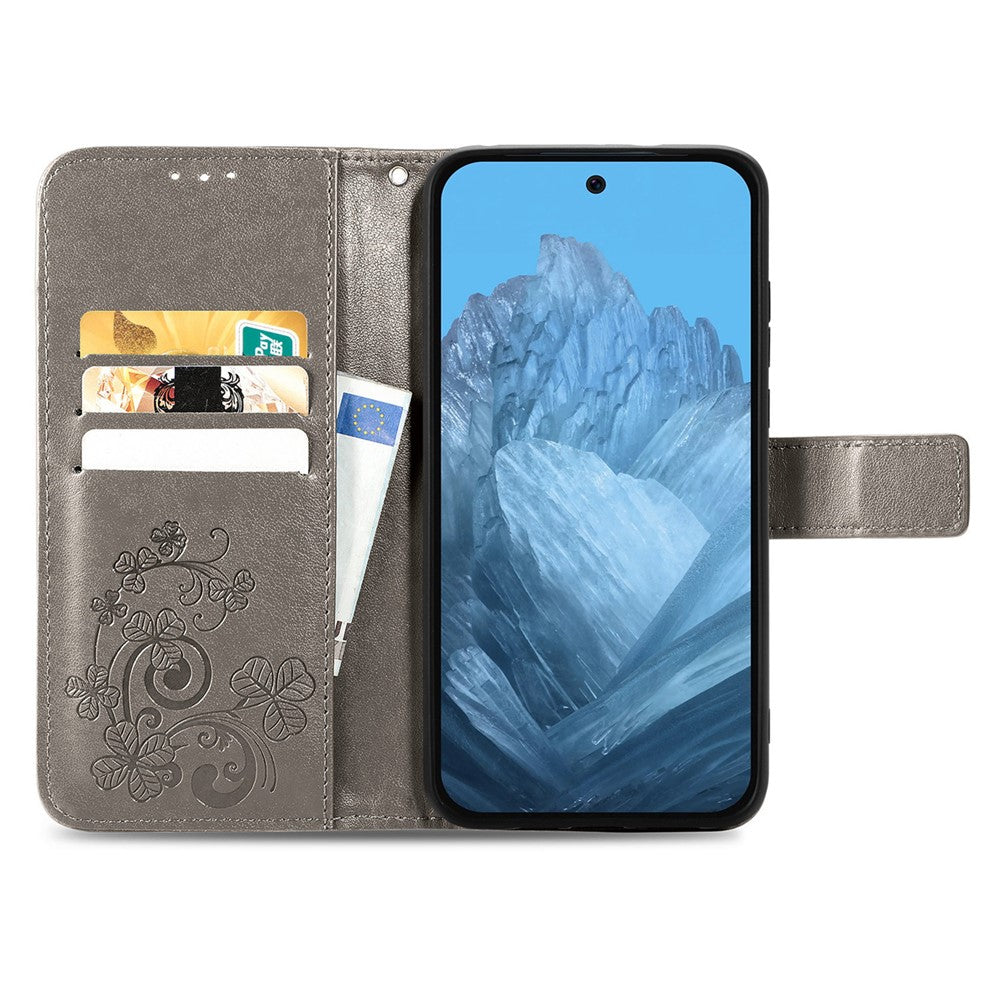 Xiaomi Redmi Note 17 4G (Global) / Note 17 5G (Global) / Note 17 (Indien/Kina) 5G-cover med pung i hærdet glas og firkløver-læder