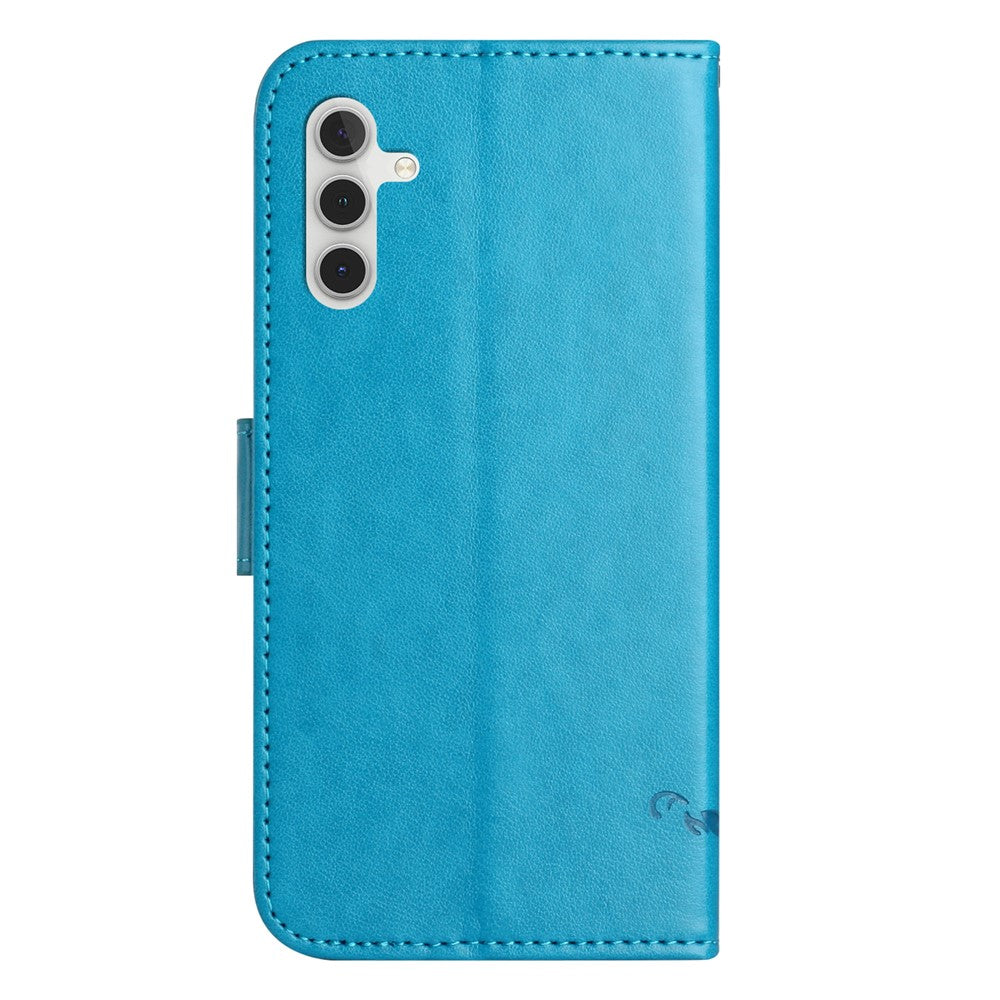 For Samsung Galaxy A54 5G Wallet PU Leather Phone Case Sturdy Stand Imprinted Butterfly Flower Pattern Smartphone Cover