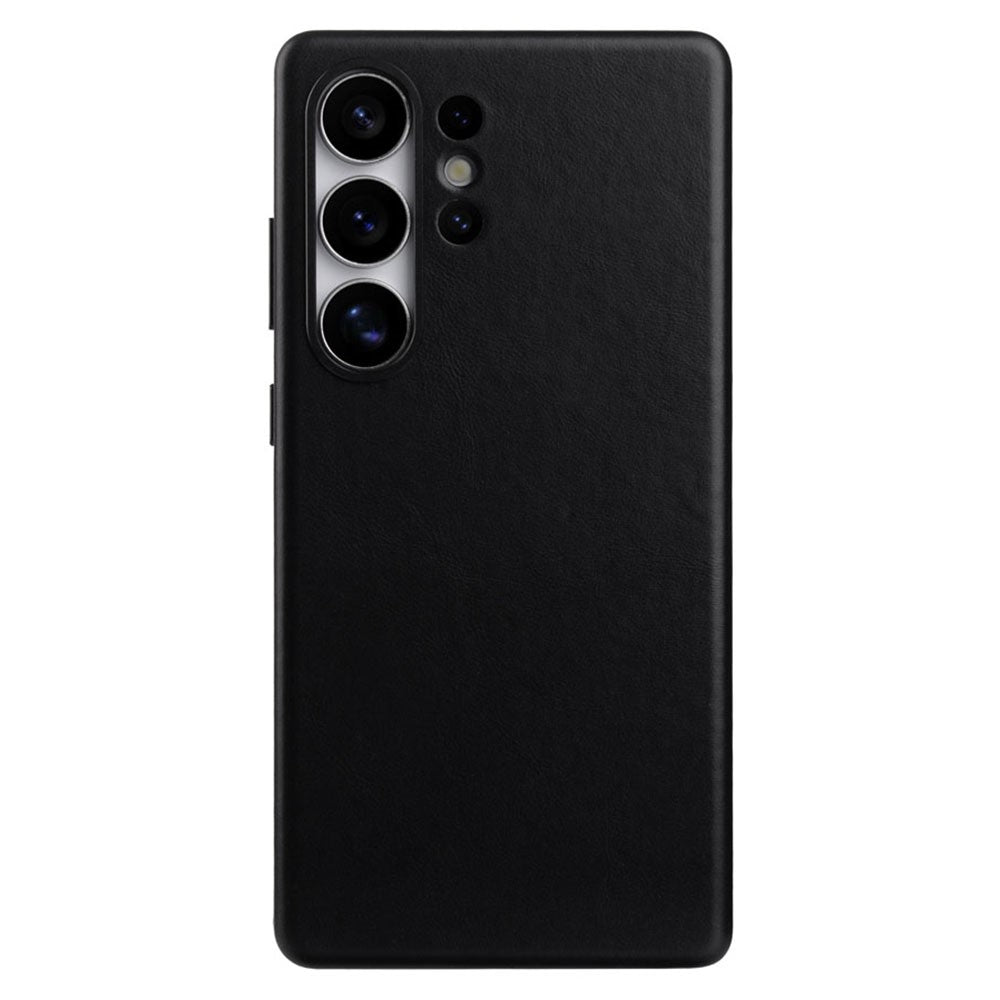 MELKCO for Samsung Galaxy S26 Ultra Magnetic Case Full Wrapped Waxy Genuine Cow Leather PC Back Cover