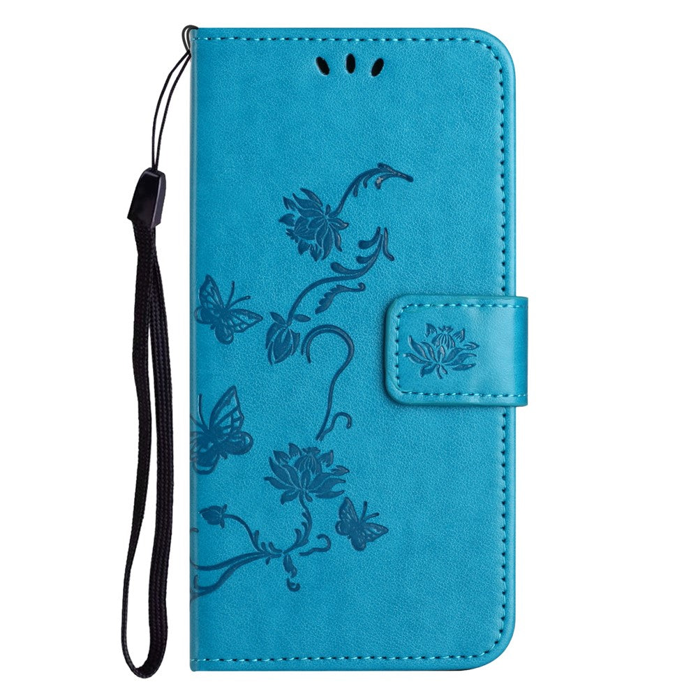 For Samsung Galaxy A34 5G Imprinted Butterfly Flower Pattern PU Leather Flip Cover Magnetic Closure Stand Wallet Folio Phone Case with Strap