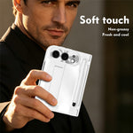 For iPhone Fold Case Kickstand Hinge PC Phone Cover with Tempered Glass Film, Stylus