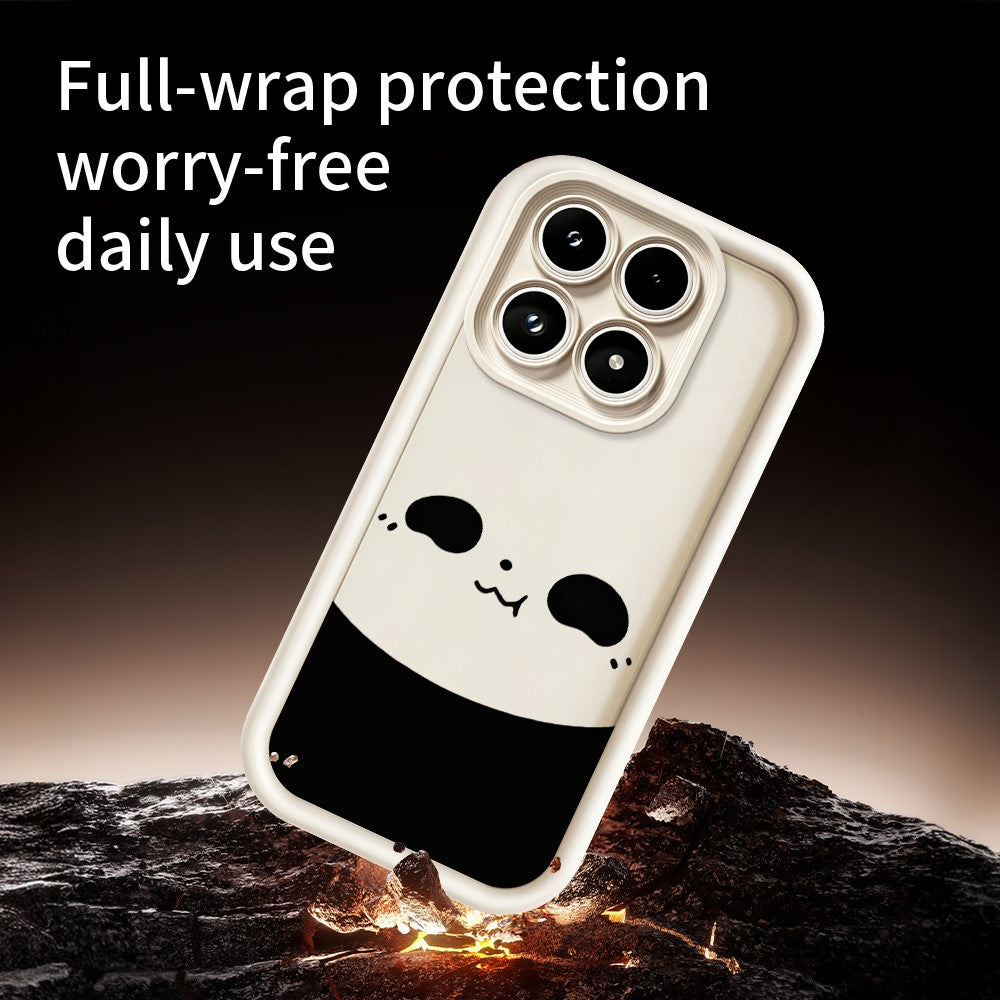 For Xiaomi 17 Case Panda Pattern TPU Rubberized Anti-Slip Phone Back Cover