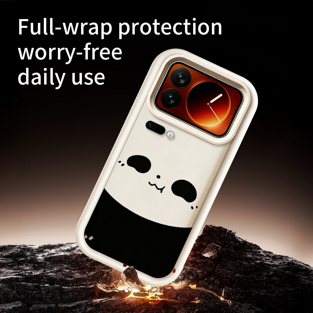 For Xiaomi 17 Pro Case Panda Pattern TPU Rubberized Anti-Slip Phone Back Cover