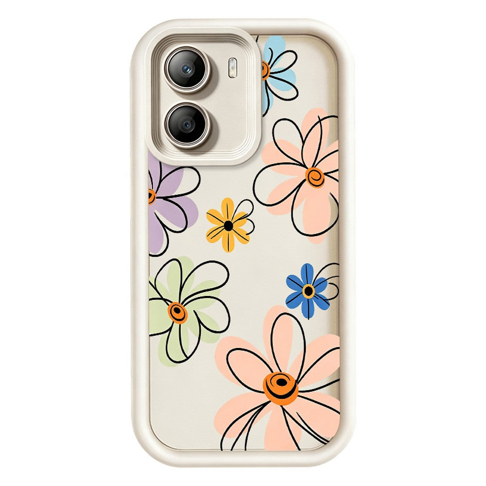 For Xiaomi Poco X7 Pro 5G TPU Case Hand-Drawn Floral Pattern Phone Back Cover