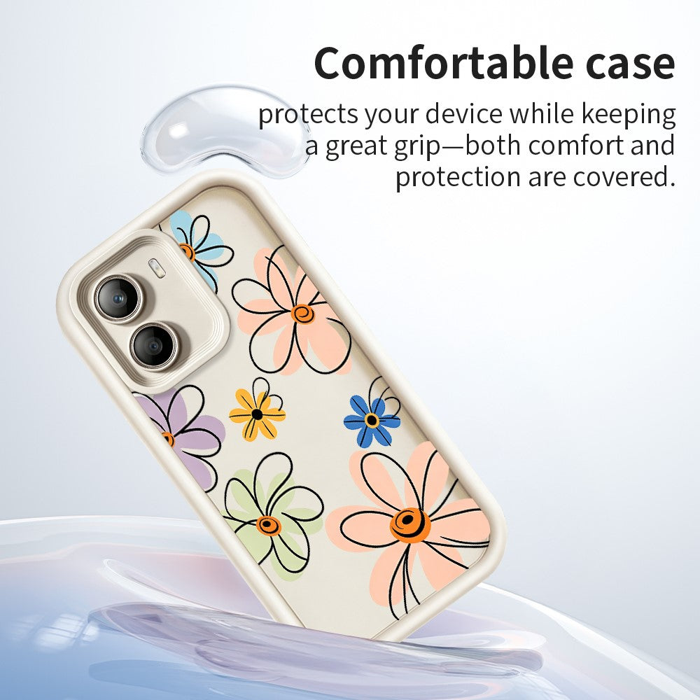 For Xiaomi Poco X7 Pro 5G TPU Case Hand-Drawn Floral Pattern Phone Back Cover