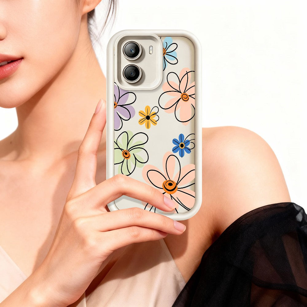For Xiaomi Poco X7 Pro 5G TPU Case Hand-Drawn Floral Pattern Phone Back Cover