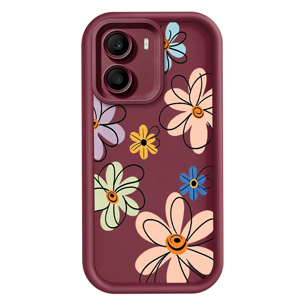 For Xiaomi Poco X7 Pro 5G TPU Case Hand-Drawn Floral Pattern Phone Back Cover