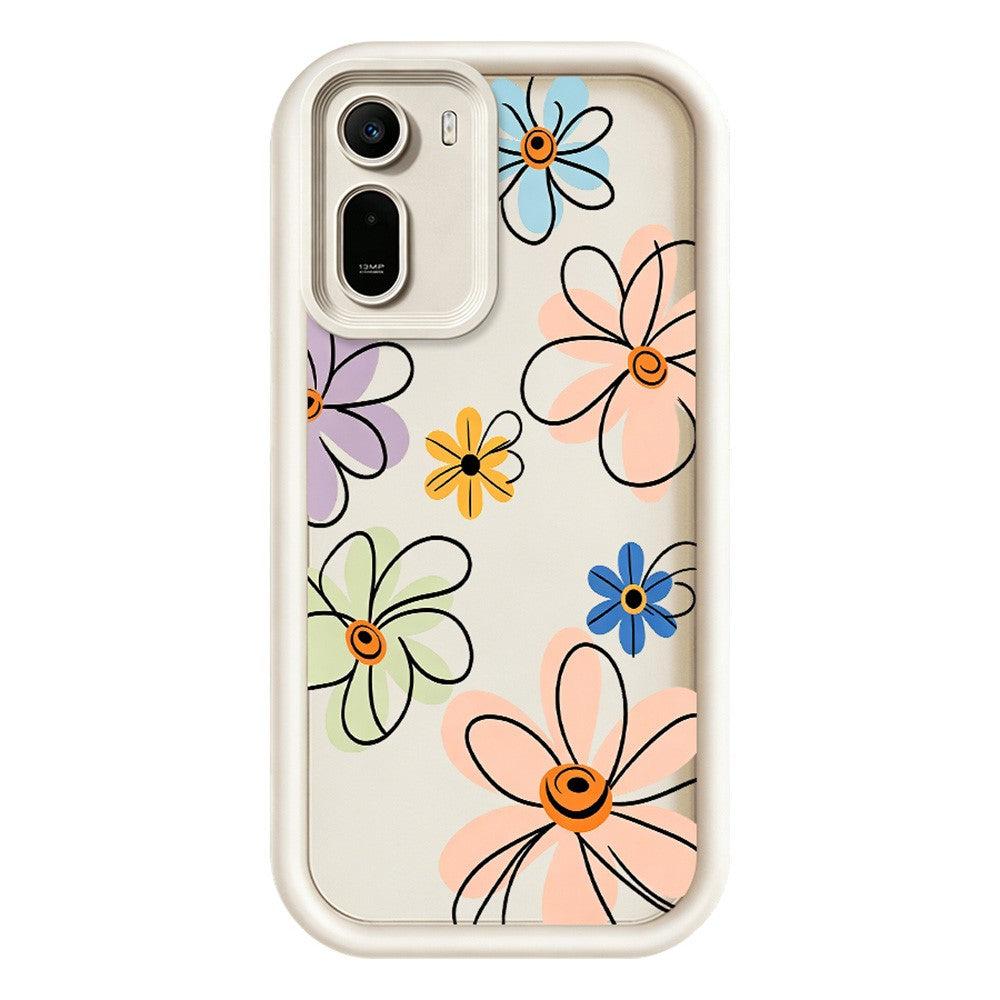 For Xiaomi Redmi A7 Pro 5G  /  A7 Pro 4G (171.56mm)  /  Poco C85x 5G TPU Case Hand-Drawn Floral Pattern Phone Back Cover
