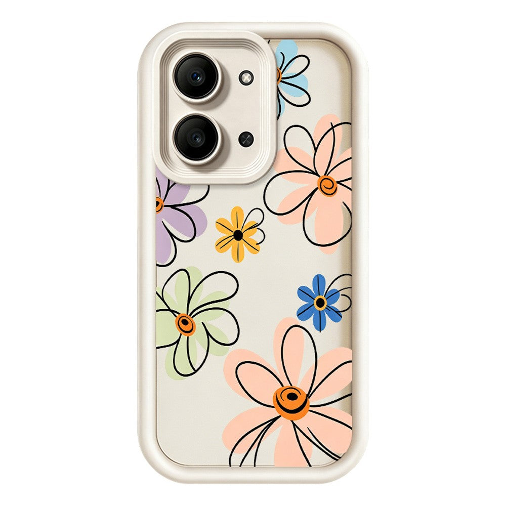 For Xiaomi Redmi 15C 5G (EU) (173mm)  /  15C 4G (EU) (173mm) TPU Case Hand-Drawn Floral Pattern Phone Back Cover