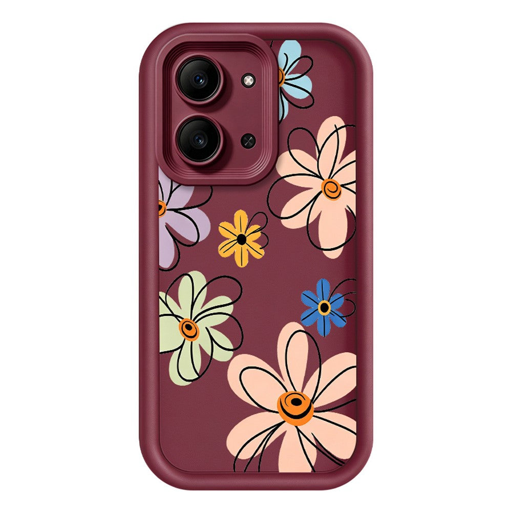 For Xiaomi Redmi 15C 5G (EU) (173mm)  /  15C 4G (EU) (173mm) TPU Case Hand-Drawn Floral Pattern Phone Back Cover