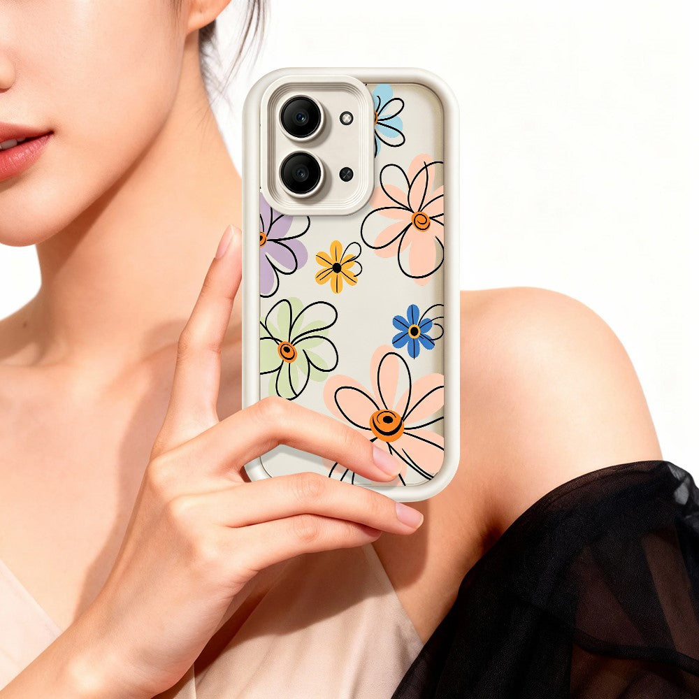 For Xiaomi Redmi 15C 4G (Global) (171mm)  /  Poco C85 4G (171mm) TPU Case Hand-Drawn Floral Pattern Phone Back Cover