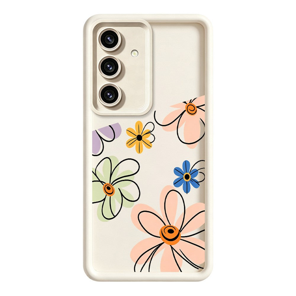 Samsung Galaxy S26+ TPU-skal Handritat blommönster mobilbaksida