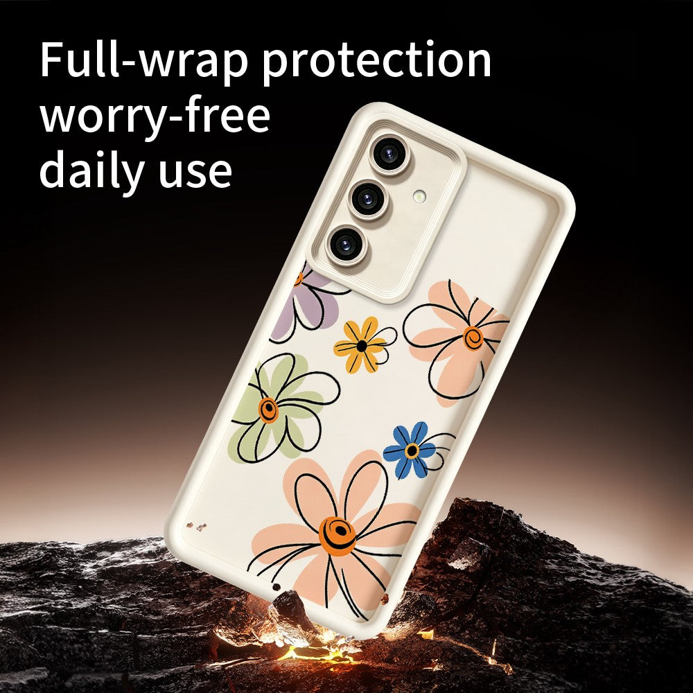 Samsung Galaxy S26+ TPU-skal Handritat blommönster mobilbaksida