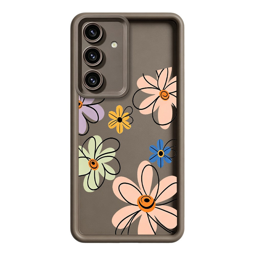 Samsung Galaxy S26+ TPU-skal Handritat blommönster mobilbaksida