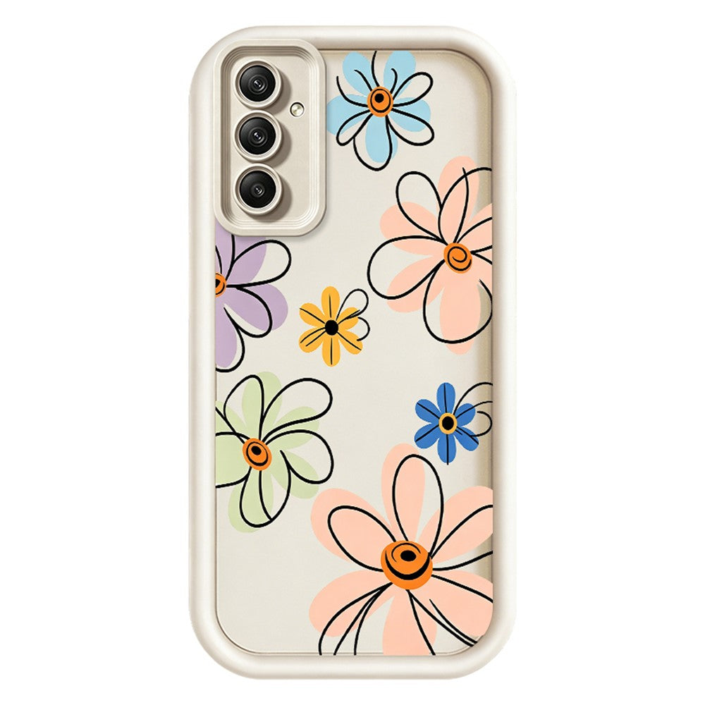 TPU-skal för Samsung Galaxy A18 5G / A18 4G / A17 5G / A17 4G handritat blommönster mobilbaksida