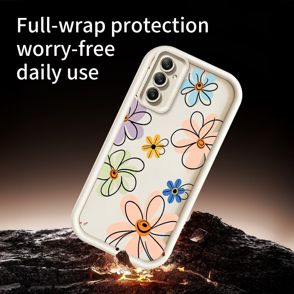 TPU-skal för Samsung Galaxy A18 5G / A18 4G / A17 5G / A17 4G handritat blommönster mobilbaksida