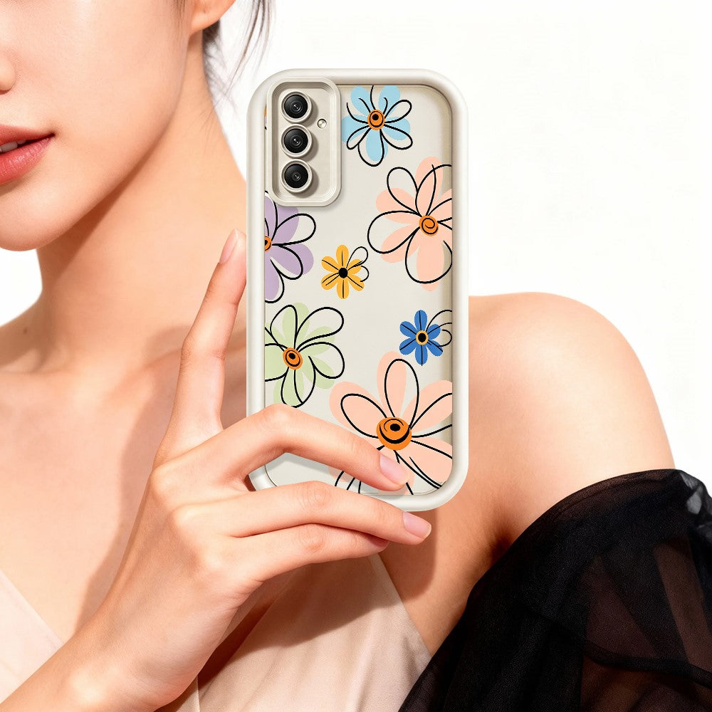TPU-skal för Samsung Galaxy A18 5G / A18 4G / A17 5G / A17 4G handritat blommönster mobilbaksida