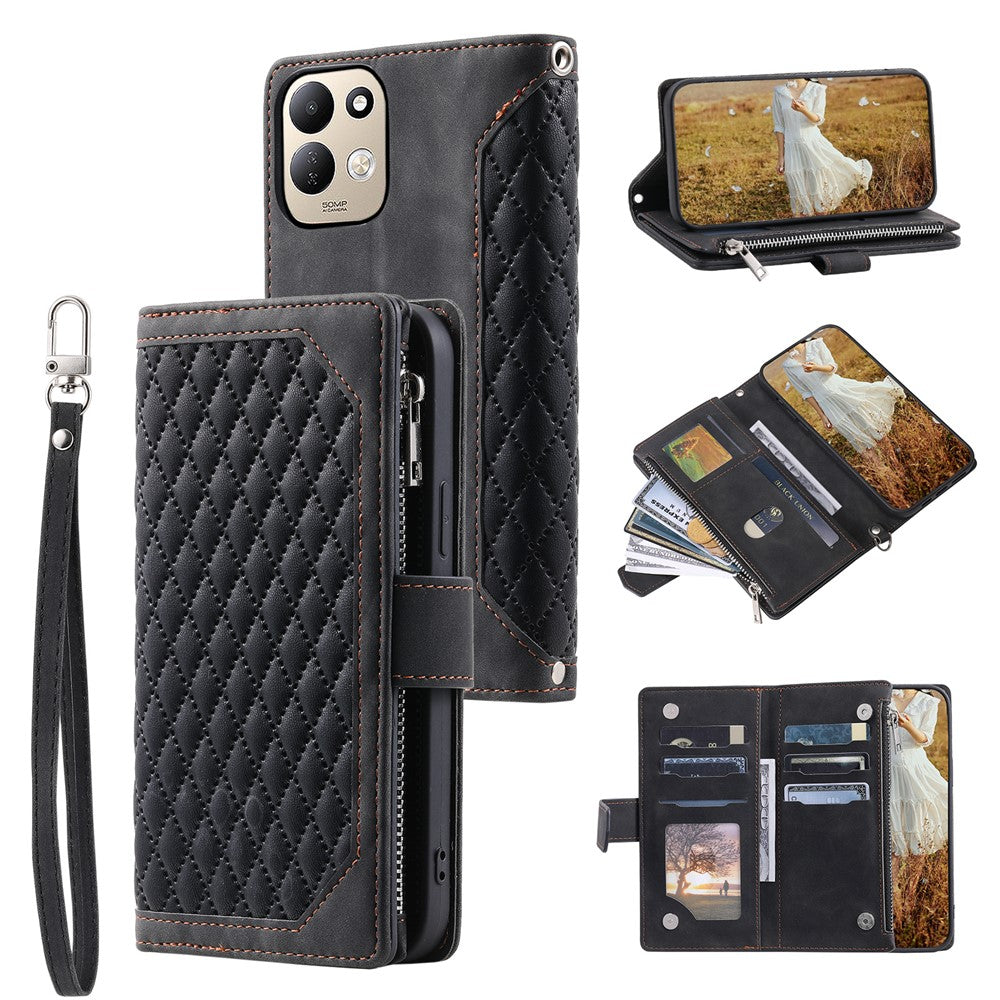 For Xiaomi Redmi 17 5G  /  17 4G Wallet Case PU Leather Phone Cover with Wrist Strap