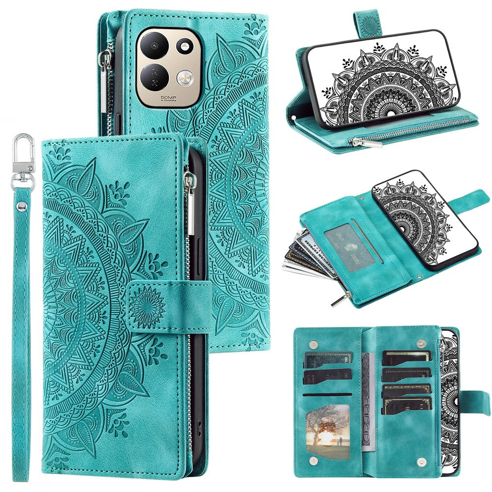 For Xiaomi Redmi 17 5G  /  17 4G Wallet Case Mandala Flower Pattern PU Leather Phone Cover with Wrist Strap
