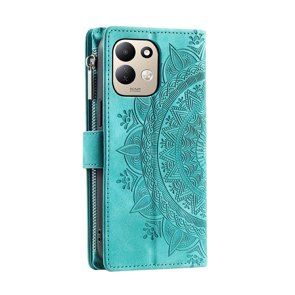 For Xiaomi Redmi 17 5G  /  17 4G Wallet Case Mandala Flower Pattern PU Leather Phone Cover with Wrist Strap