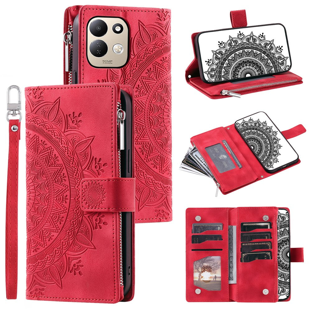 For Xiaomi Redmi 17 5G  /  17 4G Wallet Case Mandala Flower Pattern PU Leather Phone Cover with Wrist Strap