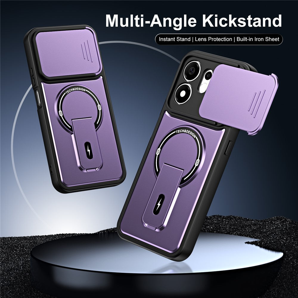 Honor 600 Smart 5G / X7e Plus 5G Cover med Slide Camera Cover Kickstand Stødsikker PC + TPU Matte Finish Telefoncover