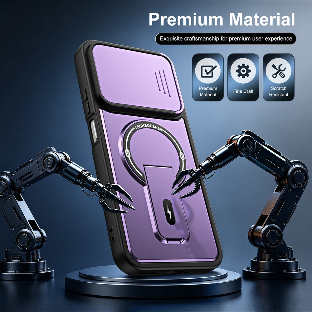 Honor 600 Smart 5G / X7e Plus 5G Cover med Slide Camera Cover Kickstand Stødsikker PC + TPU Matte Finish Telefoncover