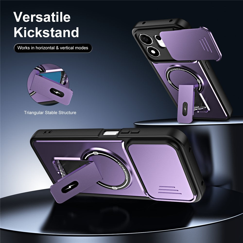 Honor 600 Smart 5G / X7e Plus 5G Cover med Slide Camera Cover Kickstand Stødsikker PC + TPU Matte Finish Telefoncover