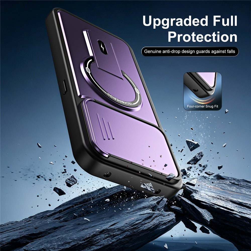 Honor 600 Smart 5G / X7e Plus 5G Cover med Slide Camera Cover Kickstand Stødsikker PC + TPU Matte Finish Telefoncover