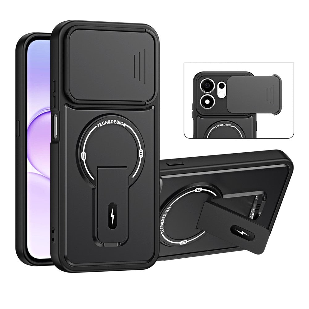 Honor 600 Smart 5G / X7e Plus 5G Cover med Slide Camera Cover Kickstand Stødsikker PC + TPU Matte Finish Telefoncover