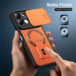 For Xiaomi Redmi 17 4G / 5G Case with Slide Camera Cover Kickstand Shockproof PC + TPU Matte Finish Phone Shell
