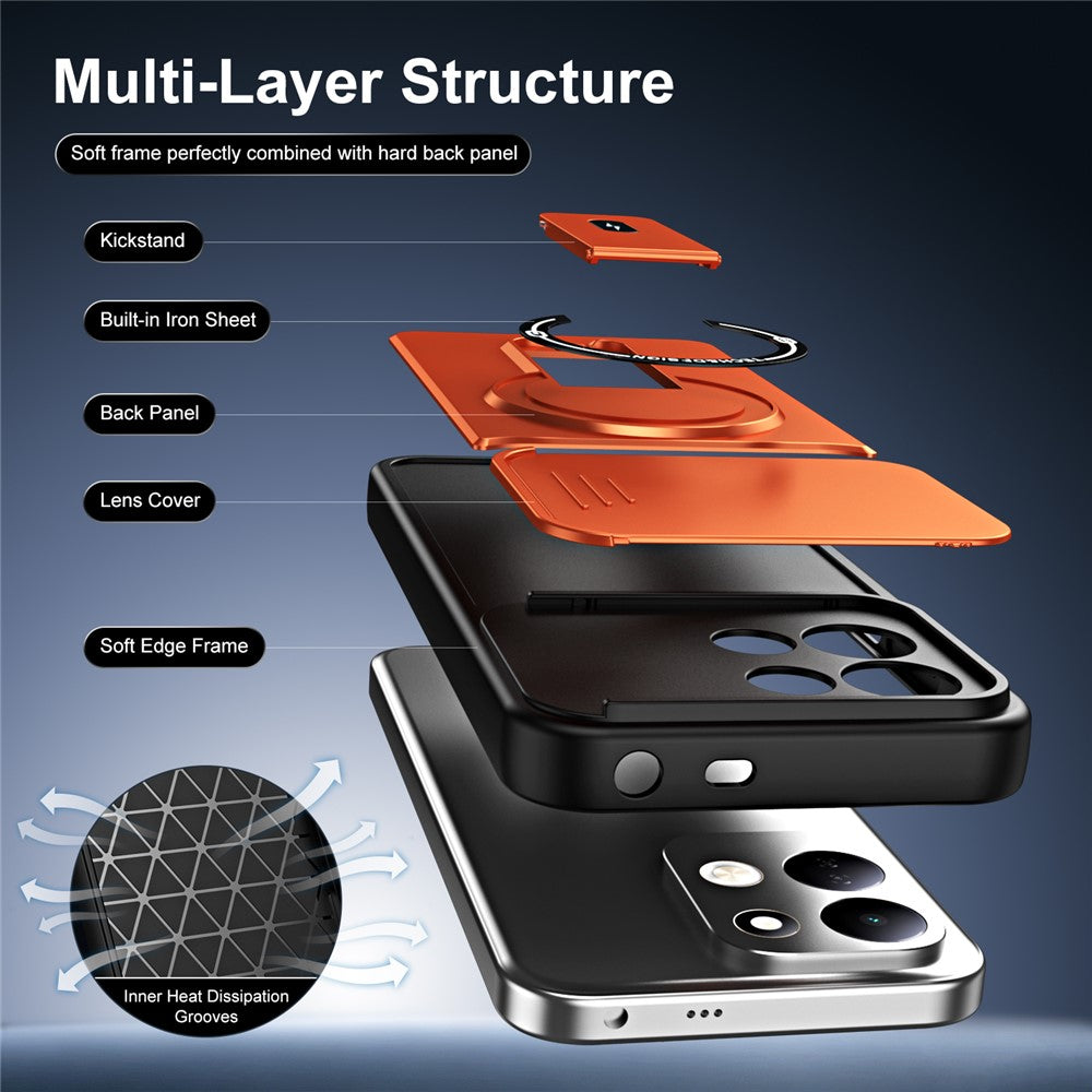 For Xiaomi Redmi 17 4G / 5G Case with Slide Camera Cover Kickstand Shockproof PC + TPU Matte Finish Phone Shell