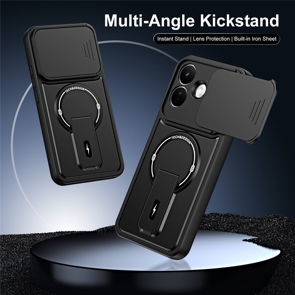 For Xiaomi Redmi Note 17 Pro 5G Case with Slide Camera Cover Kickstand Shockproof PC + TPU Matte Finish Phone Shell
