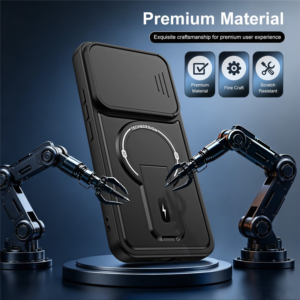 For Xiaomi Redmi Note 17 Pro 5G Case with Slide Camera Cover Kickstand Shockproof PC + TPU Matte Finish Phone Shell