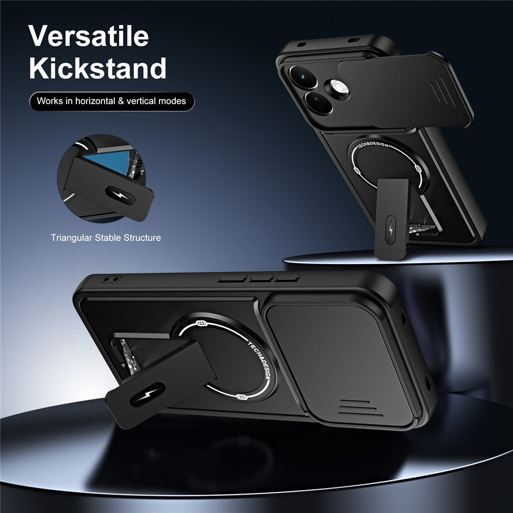 For Xiaomi Redmi Note 17 Pro 5G Case with Slide Camera Cover Kickstand Shockproof PC + TPU Matte Finish Phone Shell