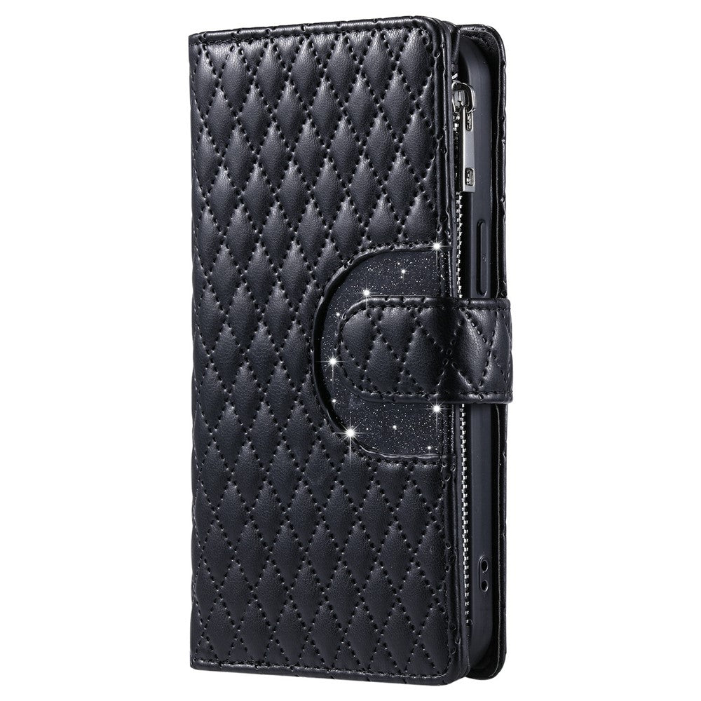 For Xiaomi Redmi 17 5G  /  17 4G Case Zipper Pocket Glitter Leather Phone Cover with Wrist Strap