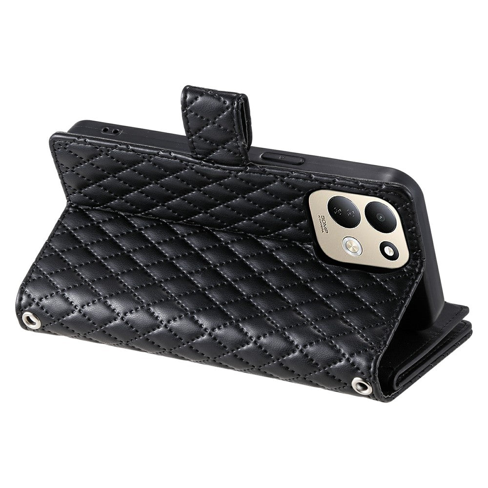 For Xiaomi Redmi 17 5G  /  17 4G Case Zipper Pocket Glitter Leather Phone Cover with Wrist Strap