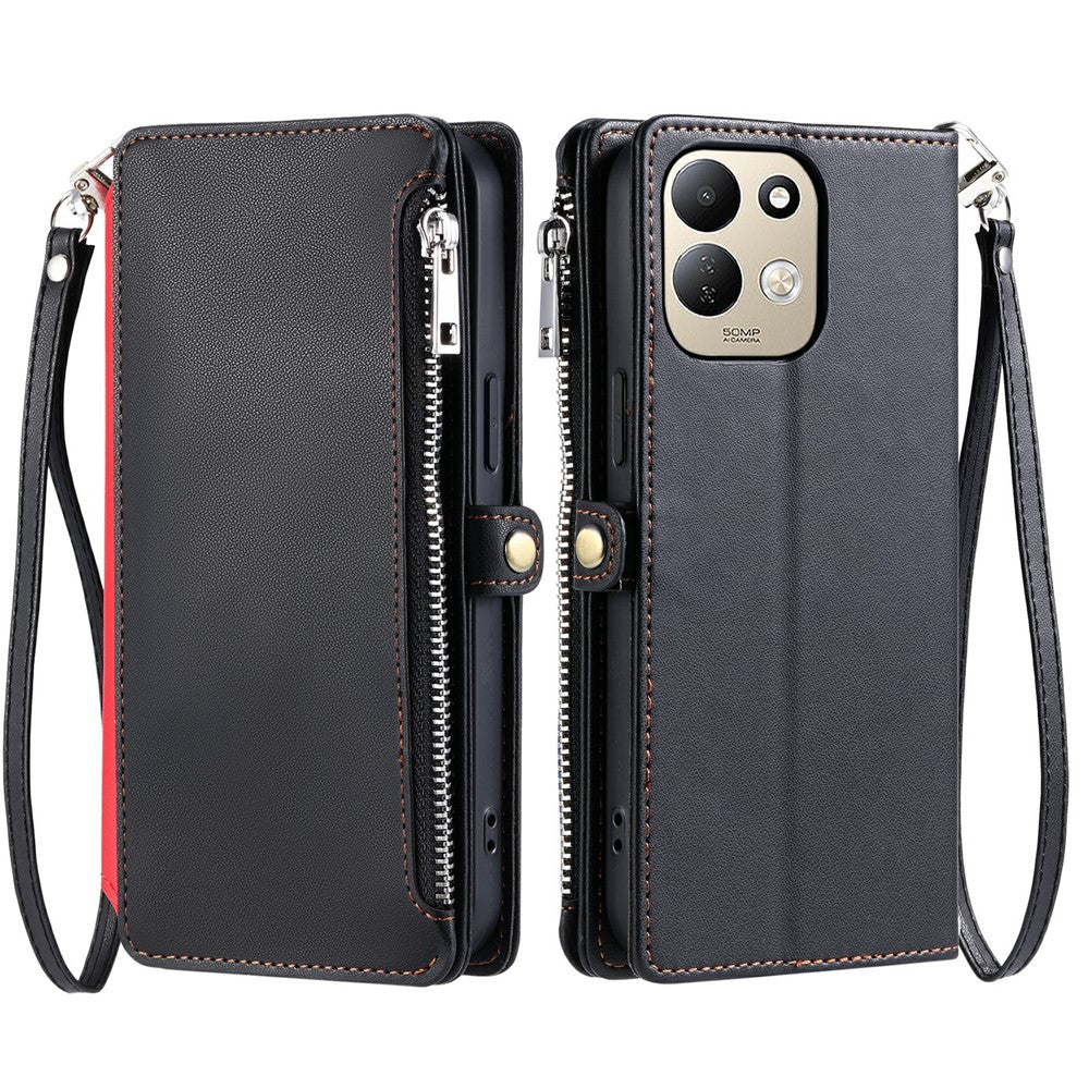 For Xiaomi Redmi 17 5G  /  17 4G Case TPU + PU Leather Wallet Phone Cover with Wrist Strap