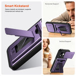 For Honor 600 Smart 5G / X7e Plus 5G etui linsebeskyttelse kickstand PC + TPU telefoncover med kortholder